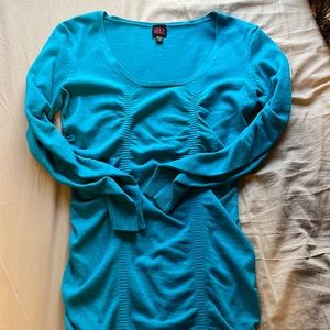 2b Bebe medium ruched 3 quarter sleeve blue dress/long shirt